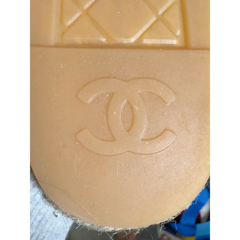 CHANEL Beige/Black Felt CC Logo leather Cap Toe Espadrille Flats Slip On US 8 - Picture 10 of 11
